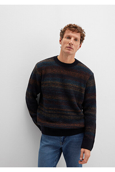 Mavi Marineblauer, gestreifter Pullover aus Wollmischung mit normaler Passfor...