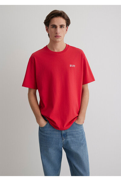 Mavi Jeans Printed Red T-Shirt Loose Fit / Loose Relaxed Cut 0612591 -70476