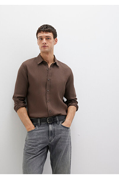 Mavi Кафява ленена риза Slim Fit / Slim Cut 0211466-87537