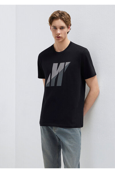 Mavi Černé tričko Regular Fit s logem Pro -0612174-900