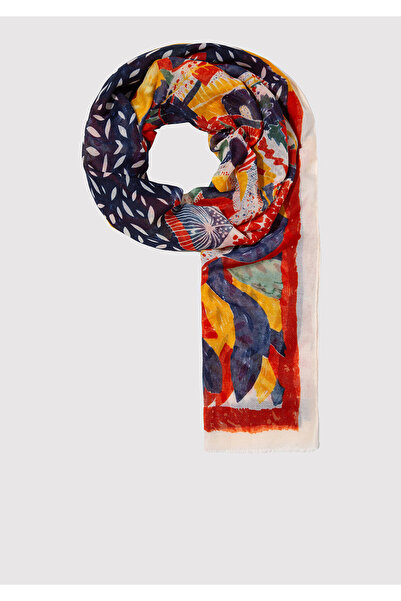 Mavi Baskılı Turuncu Şal 1910042-30874