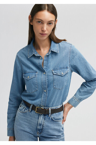 Mavi Merida Real Blue Indigo Mavisi Jean Gömlek Fitted / Vücuda Oturan Kesim ...