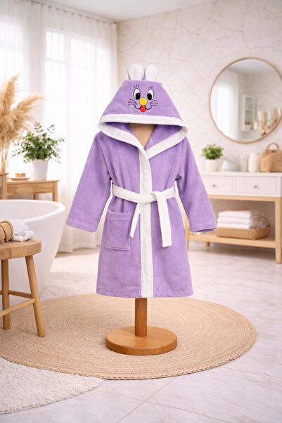 VENTİ VENTİSCA Tinybear Cotton Hooded Children's Bathrobe