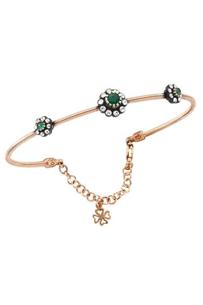 Assos Pırlanta 0.37 Karat Pırlanta Zümrüt Çiçek Bilezik