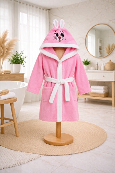 VENTİ VENTİSCA Tinybear Cotton Hooded Children's Bathrobe