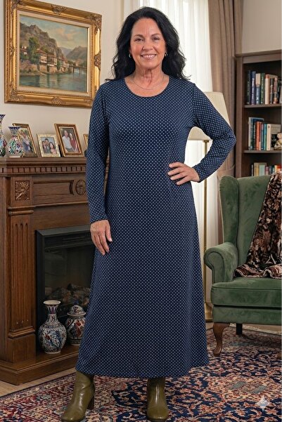 elma abone Plus Size Women's Pigment Printed Combed Cotton Dress