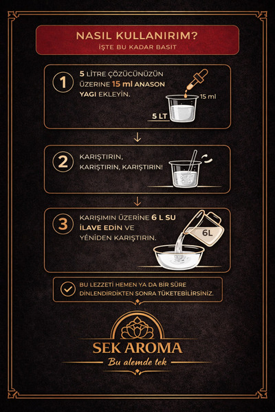 Sek Aroma Özel Kristalize Saf Anason Yağı 15 ML (5 LİTREYE UYUMLU)