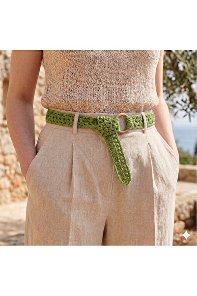 PACHİRA حزام منسوج من القش بخيط ورقي