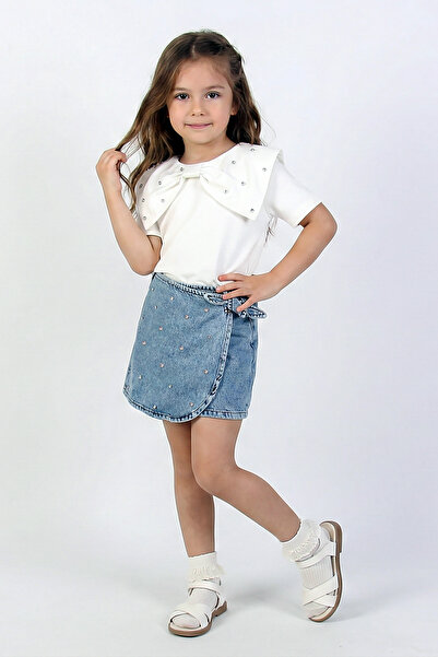 Dmb Κοριτσίστικο σορτς με φούστα και διαμαντένια λεπτομέρεια