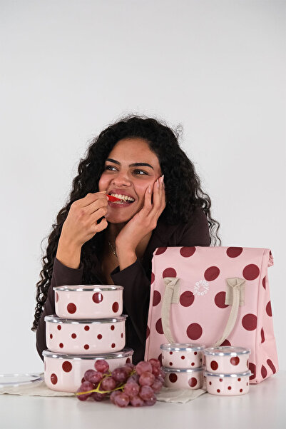 EMAYlab EmaylabxPeppythings Cherry 3’lü Set – Emaye Saklama Kabı, Emaye Kahva...