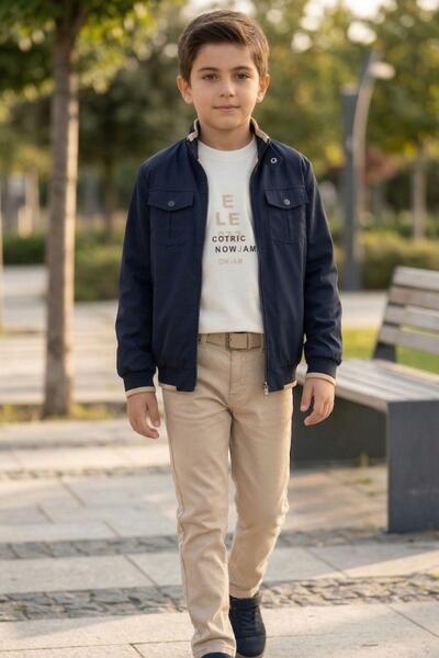 Pina Kids Κοστούμι για αγόρια με διπλή όψη με μπουφάν και χτενισμένο λινό παν...