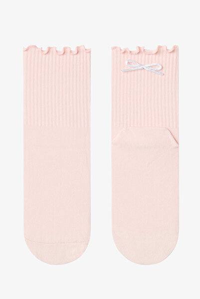 Penti Pembe - Gri Ribbon Frill Soket Çorap