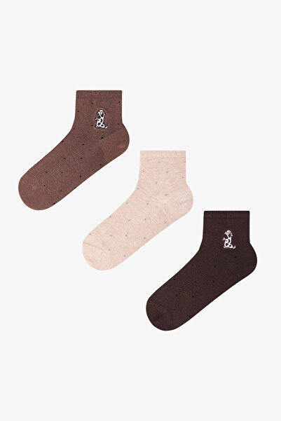 Penti 3 Pairs of Toeless Cotton Colorful Dog Embroidered Medium Length Socks