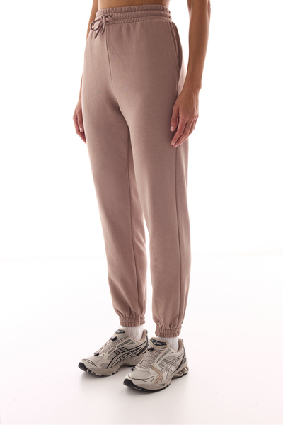 Penti بنطلون رياضي قطني بيج بخصر مرتفع وجيوب