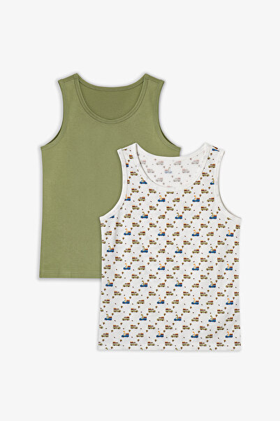 Penti Khaki Boys' Dino in the Field Cotton 2-Piece Undershirt