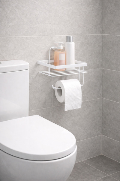 TncPatiShop Suport pentru hârtie igienică alb, cu adeziv puternic, cu rezervă...