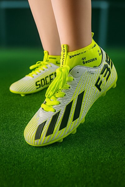 Allyup Fiú fehér, sárga Astroturf Field Zokni körömmentes futballcipő F35hs