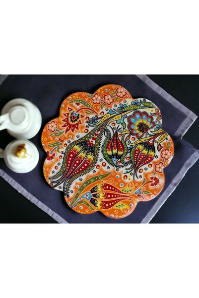qtahya homes queen of kütahya Çini Nihale Teapot and Pan Coasters with Authentic Embroidery