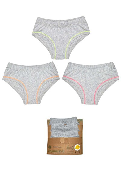 OrganicKid Neon Kız Çocuk Gri İç Çamaşır Set 3'lü