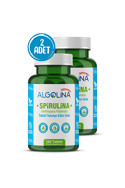 Algolina Spirulina 120 Tablet 600 Mg Bitkisel Protein - Takviye Edici Gıda (2...