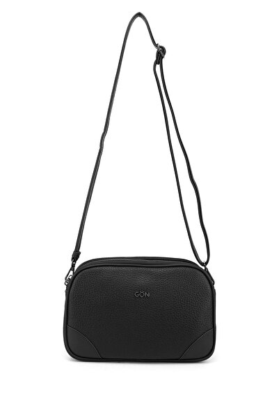 GÖNDERİ(R) حقيبة كتف نسائية سوداء بحزام طويل