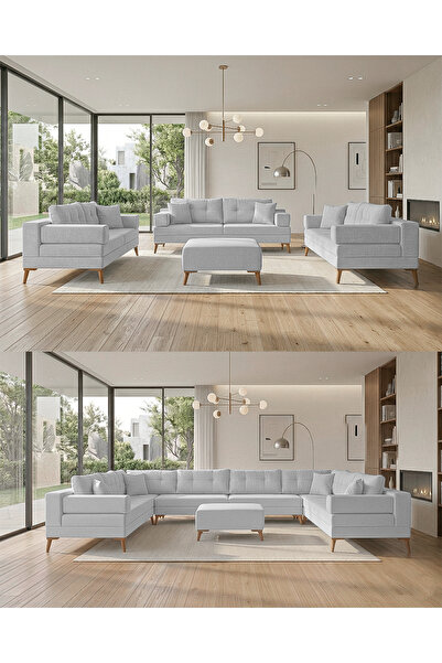 Velura Home & Living Zeri 3+3+3 Yataklı Puzzle Modüler U Köşe Koltuk Takımı &...