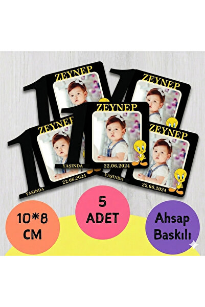 wonderlike Bebek Çocuk Doğum Günü Resimli Ahşap Magnet 5 Adet