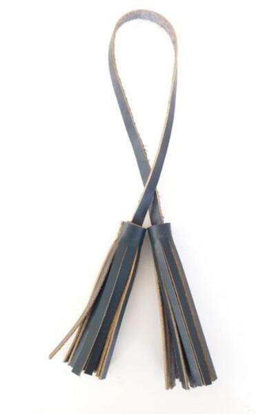 angel çanta aksesuar Prava koža, dvostruka ravna kićanka, tamnoplava