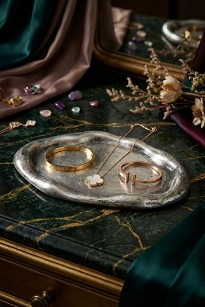 Evene Takı Organizer Makyaj Düzenleyici Kozmetik Organizer Dekoratif Tabak Gü...