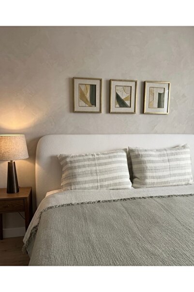 Monochrome Tekstil %100 Organik Pamuk 4 Kat Müslin Çok Amaçlı Yatak Örtüsü ve...