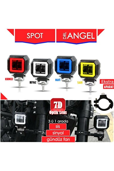 C9 E-Mark Onaylı Motosiklet Sis Farı 2 Adet Angel Kırmızı Renk