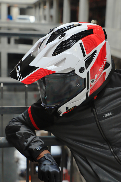 LS2 PIONER 2 HILL BEYAZ-KIRMIZI KASK