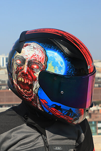 LS2 RAPID 2 ZOMBIE SİYAH-KIRMIZI KASK