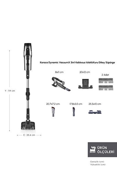 Karaca Dynamic Vacuumx 3 in 1 Kablosuz Islak / Kuru Dikey Süpürge 720 W