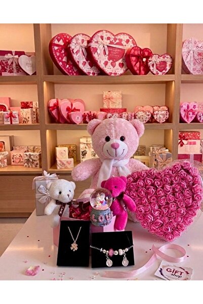 elovya Sevgiliye hediye arkadaşa hediye Büyük peluş 2 adet küçük peluş bilekl...