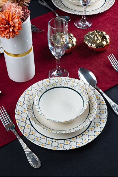 Heda Porselen Bergama 18 Parça 6 Kişilik Yemek Takımı