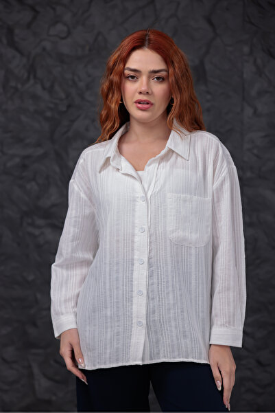 zenne Oversize Lace Shirt Ecru - 217