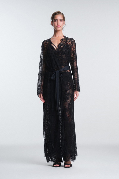 Penti Pirra Lace Lace Black Dressing Gown - Privee Collection