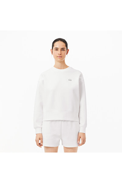 Lacoste Kadın Oversize Fit Bisiklet Yaka Beyaz Sweatshirt