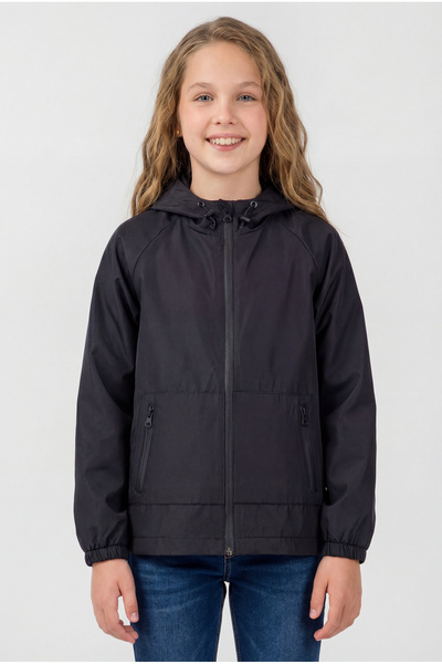 Gizrain معطف واق من المطر والرياح للفتيات باللون الأسود مع بطانة داخلية وسحاب...