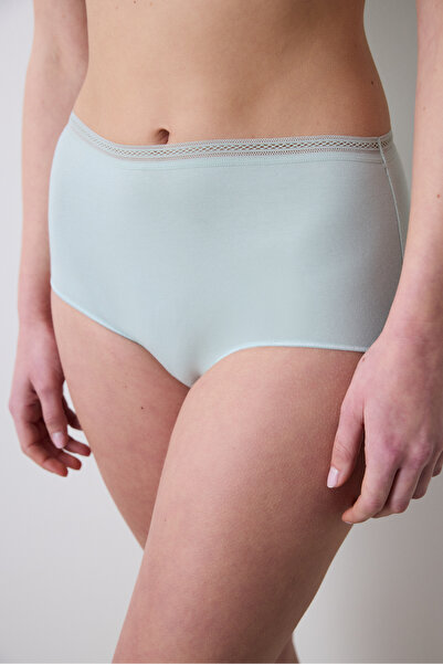 Penti Chiloți cu talie înaltă, cu tăiere ușoară din bumbac, verde mentă