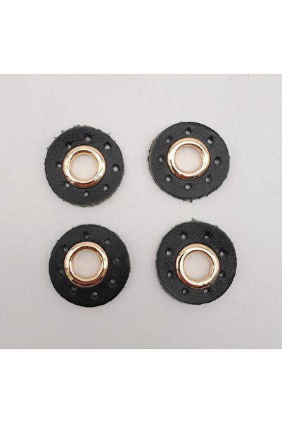 angel çanta aksesuar Μαύρο γνήσιο δέρμα με 4 οπές κρίκους σε ανοιχτό χρυσό