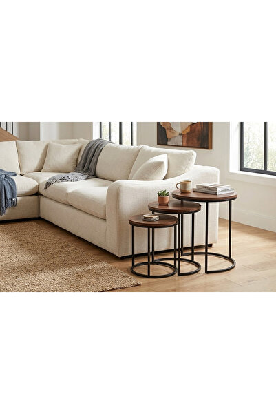 co arma طقم 3 طاولات دائرية متداخله بمقاسات مختلفة 50*45 45*40 40*35