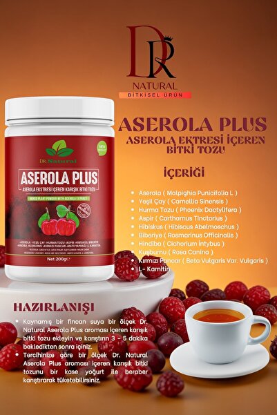 DRNATURAL 3 Adet Aserola Plus Acerola Ekstresi Içeren Karışık Bitki Tozu