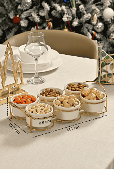 Edora Home Altın Altı Bölmeli Çerezlik, Sosluk, Reçellik, Sunumluk, Kahvaltıl...