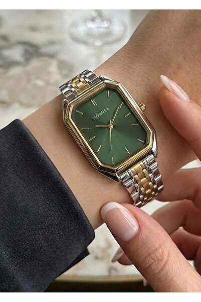 Homies Women's Gold Silver Metal Cord Green Dial Wristwatch with 2 Year Warranty