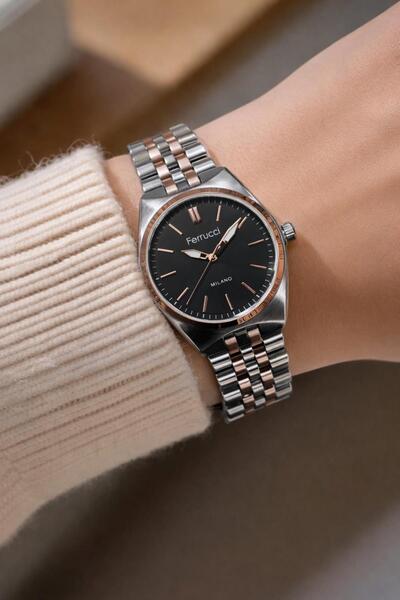 Ferrucci Milano Women's Gold Dial Gold Metal Strap Wristwatch with 2 Years Wa...