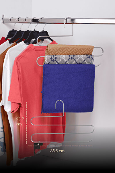 Edora Home رف فضي للملابس والبنطلونات والشالات والأوشحة بثلاث طبقات داخل الخز...