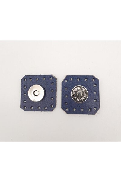 angel çanta aksesuar Μπλε Navy Blue Real Leather Square Magnet Snap με ασημί ...