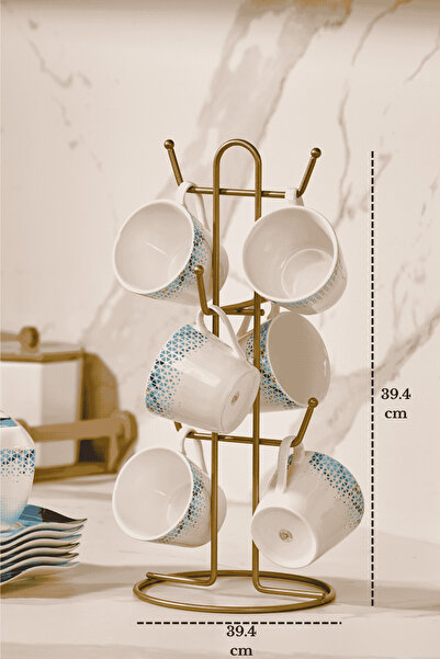 Edora Home Mat Gold 6 Bölmeli Bardak Askılığı Kupa Fincan Düzenleyici Tezgah ...